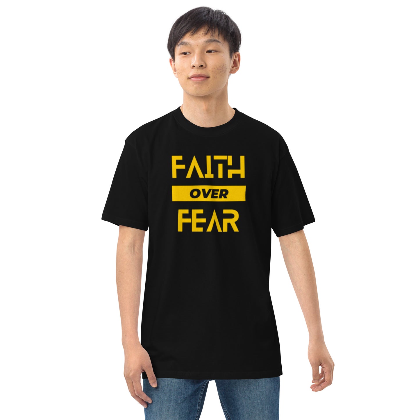 Faith over Fear Men’s premium heavyweight tee by Holy Shirtz