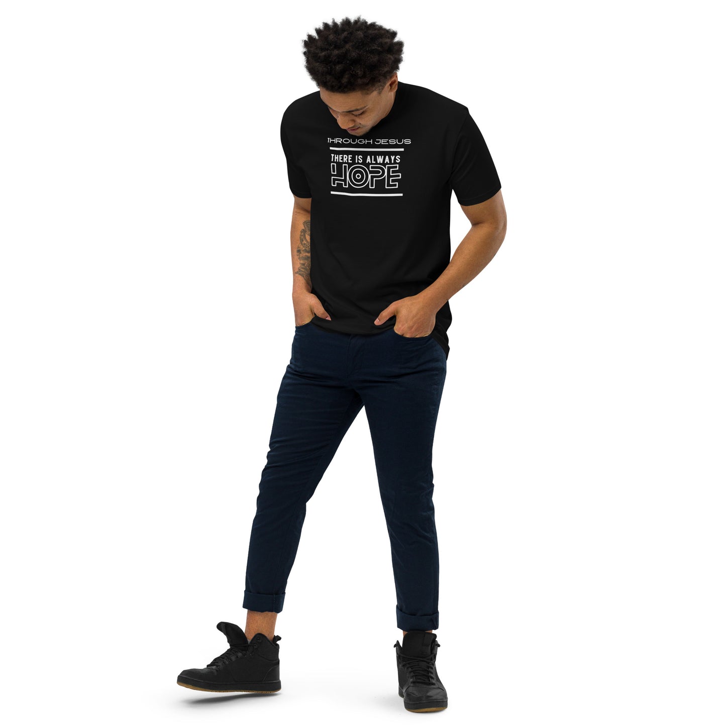 There is hope in Jesus Men’s premium heavyweight tee by Holy Shirtz