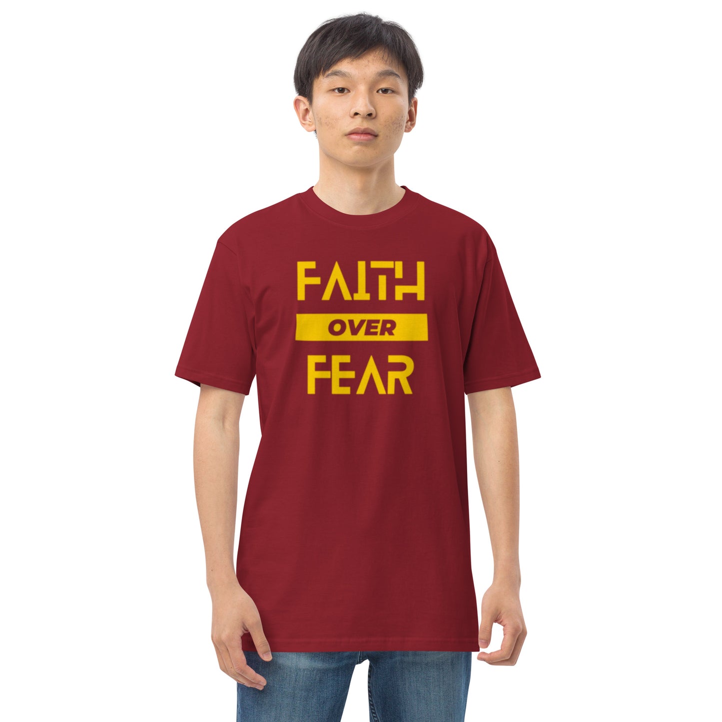 Faith over Fear Men’s premium heavyweight tee by Holy Shirtz