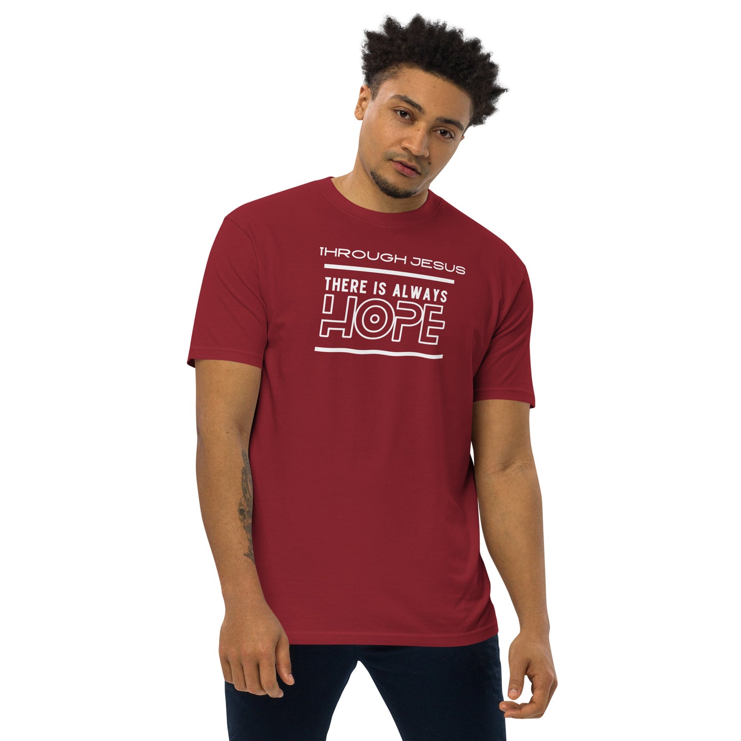 There is hope in Jesus Men’s premium heavyweight tee by Holy Shirtz