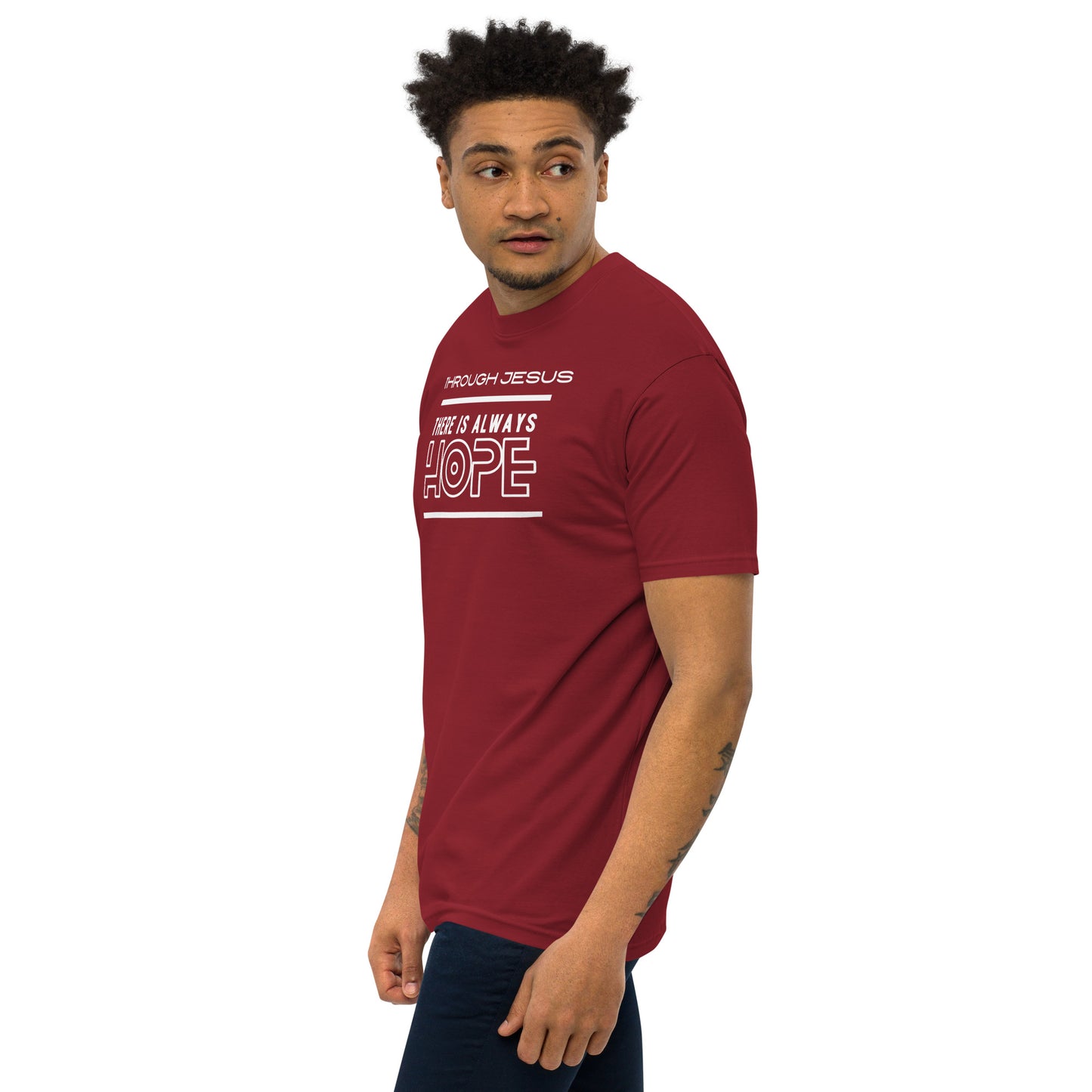 There is hope in Jesus Men’s premium heavyweight tee by Holy Shirtz