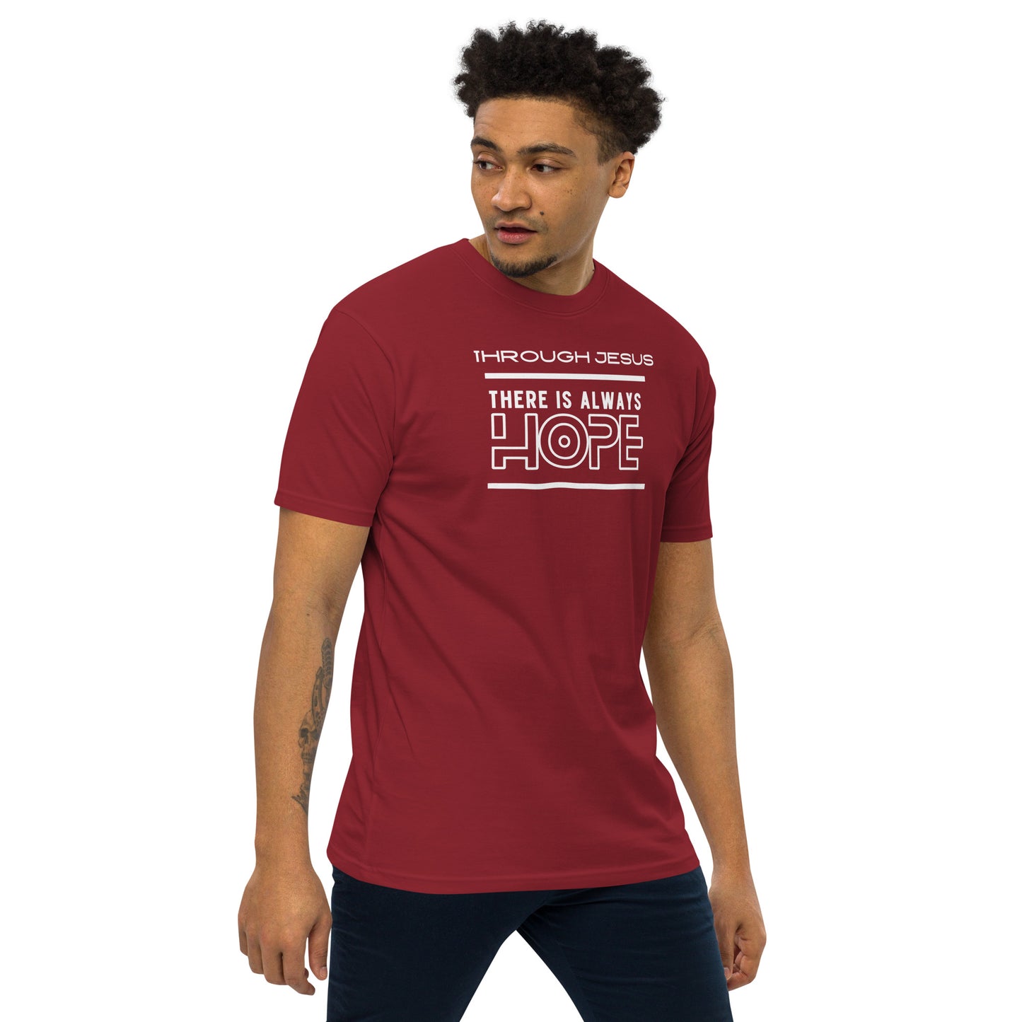 There is hope in Jesus Men’s premium heavyweight tee by Holy Shirtz