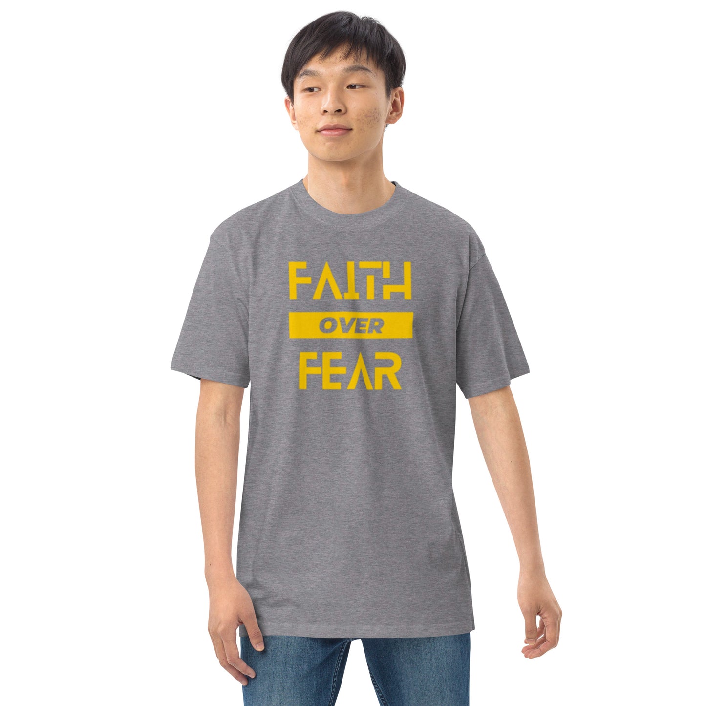 Faith over Fear Men’s premium heavyweight tee by Holy Shirtz