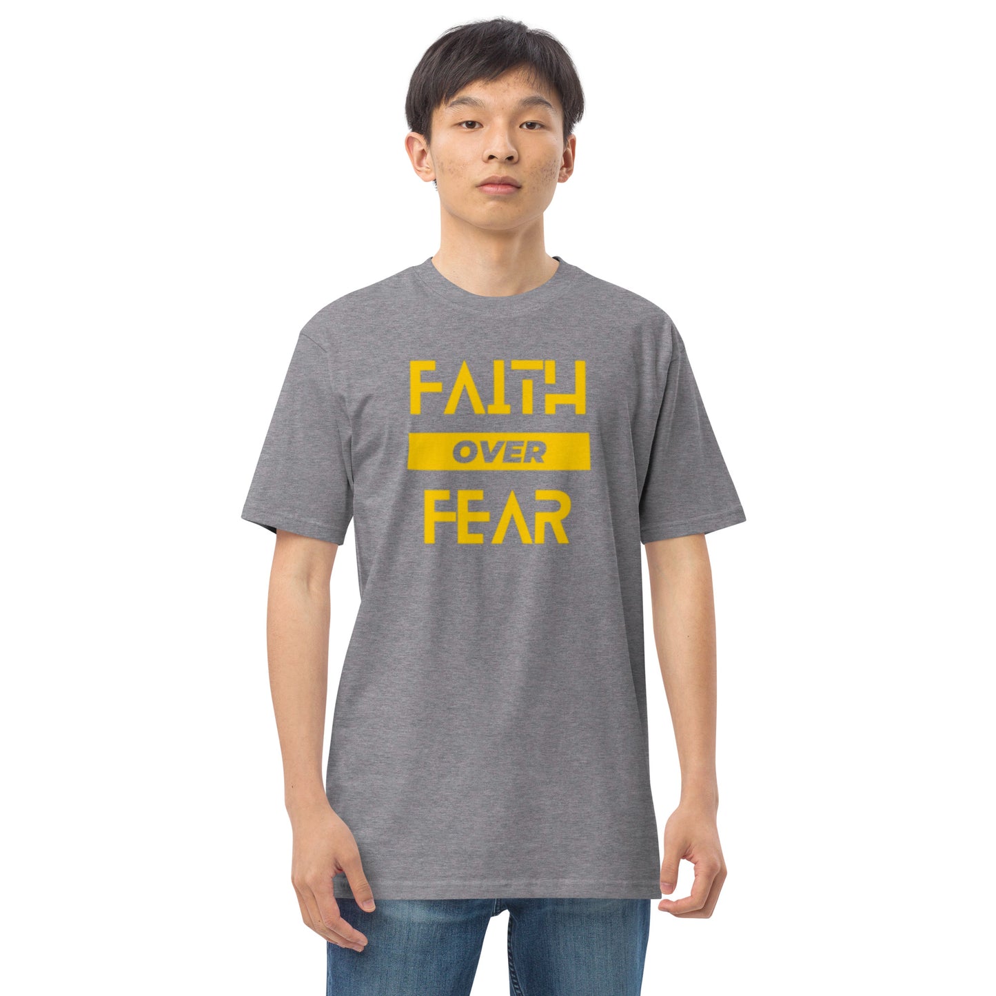 Faith over Fear Men’s premium heavyweight tee by Holy Shirtz