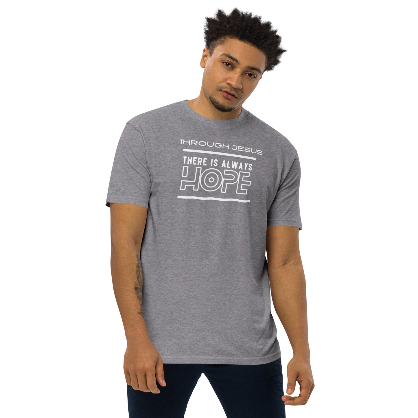 There is hope in Jesus Men’s premium heavyweight tee by Holy Shirtz