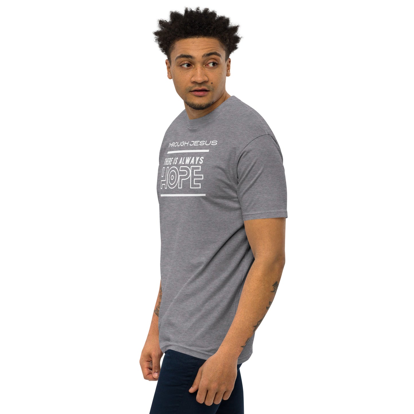 There is hope in Jesus Men’s premium heavyweight tee by Holy Shirtz