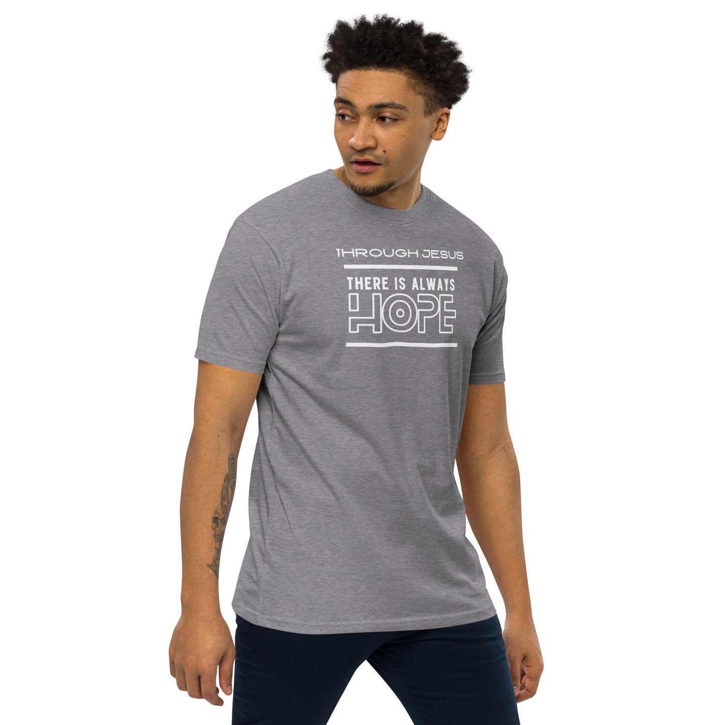 There is hope in Jesus Men’s premium heavyweight tee by Holy Shirtz