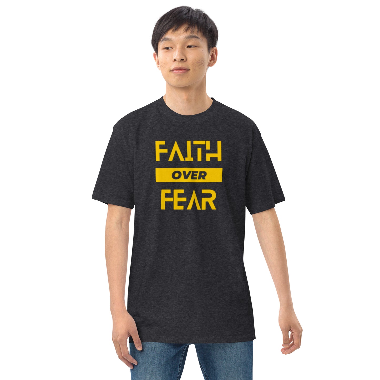 Faith over Fear Men’s premium heavyweight tee by Holy Shirtz