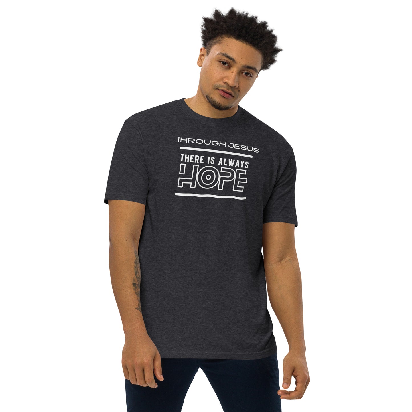 There is hope in Jesus Men’s premium heavyweight tee by Holy Shirtz