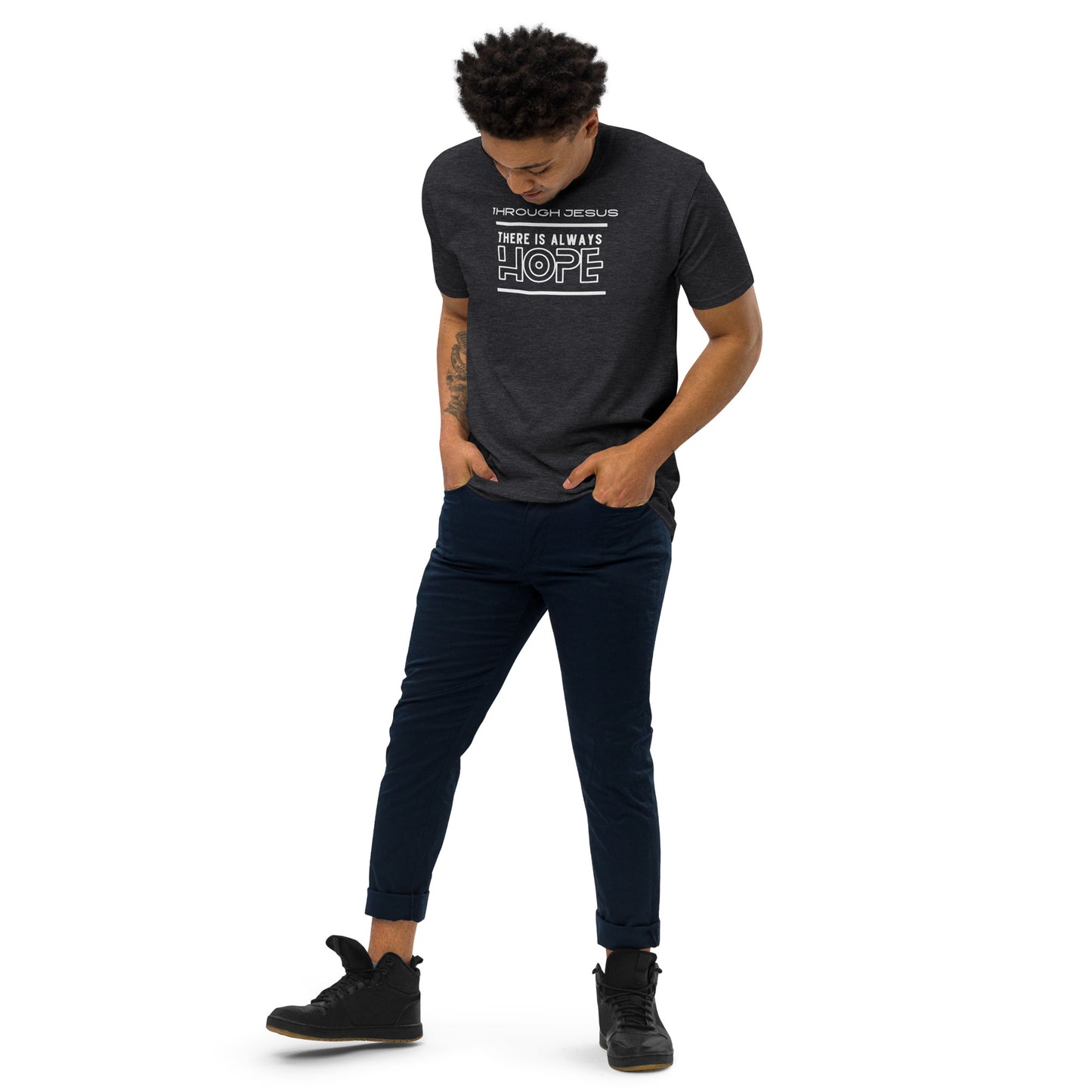 There is hope in Jesus Men’s premium heavyweight tee by Holy Shirtz