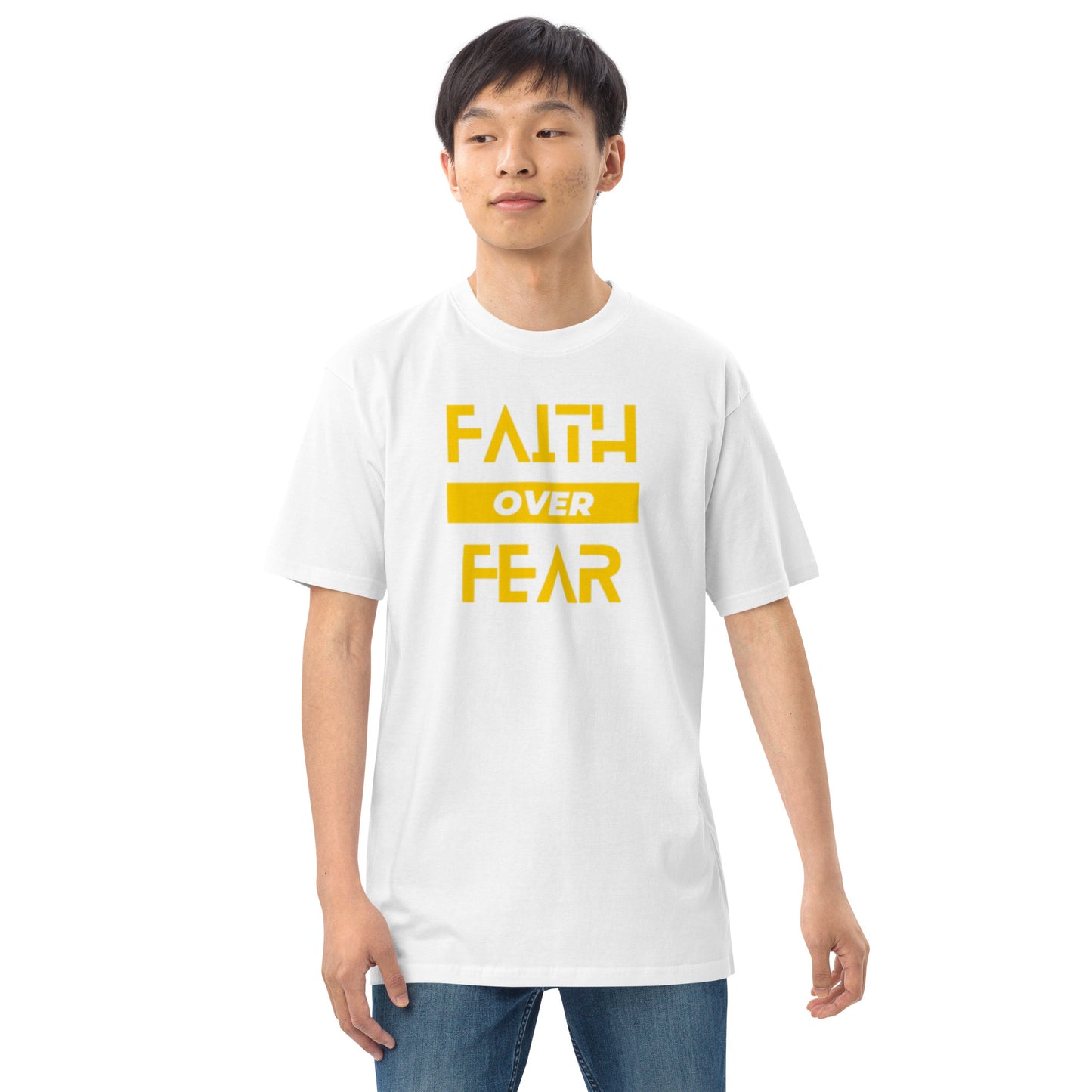 Faith over Fear Men’s premium heavyweight tee by Holy Shirtz