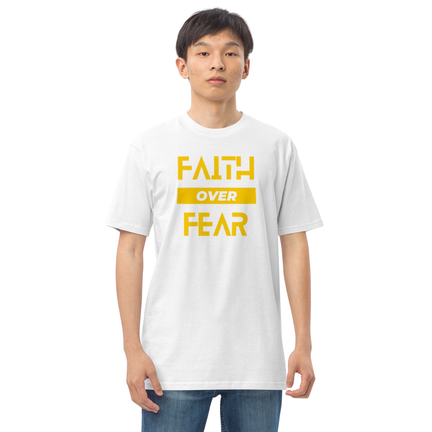 Faith over Fear Men’s premium heavyweight tee by Holy Shirtz