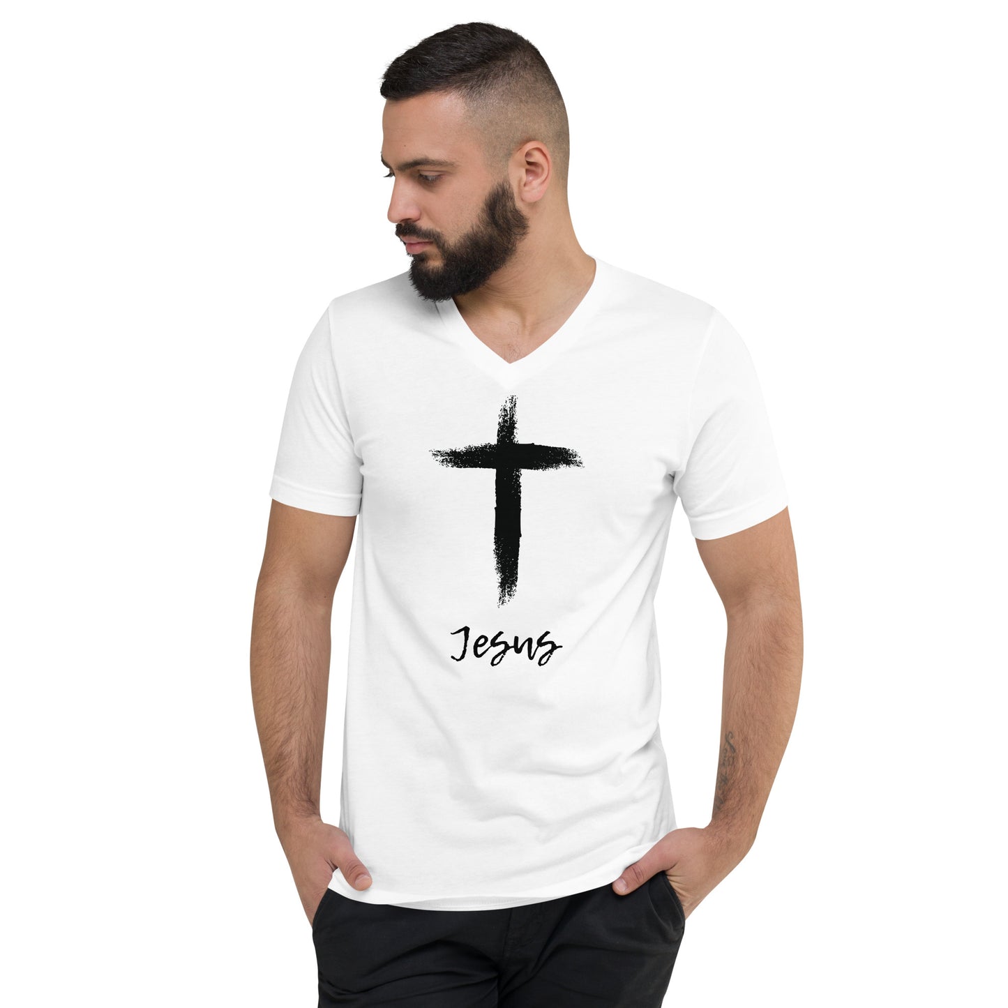 Jesus Unisex Short Sleeve V-Neck T-Shirt