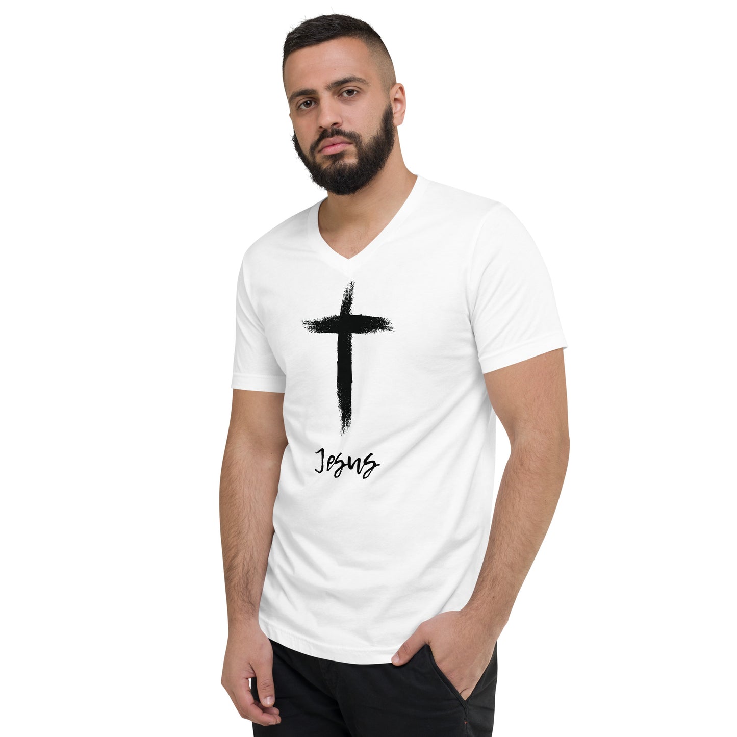 Jesus Unisex Short Sleeve V-Neck T-Shirt