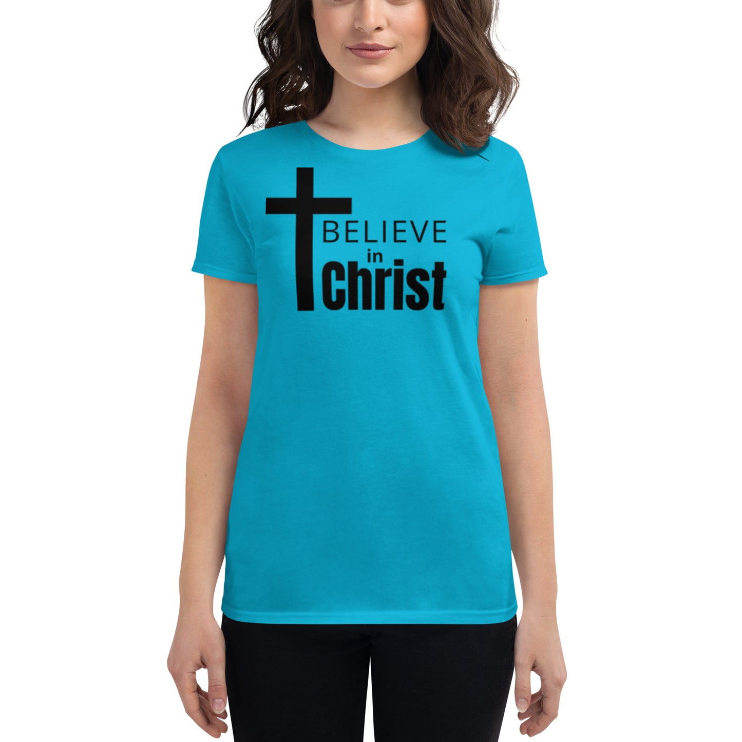 Believe in Christ Women's short sleeve t-shirt By Holy Shirtz