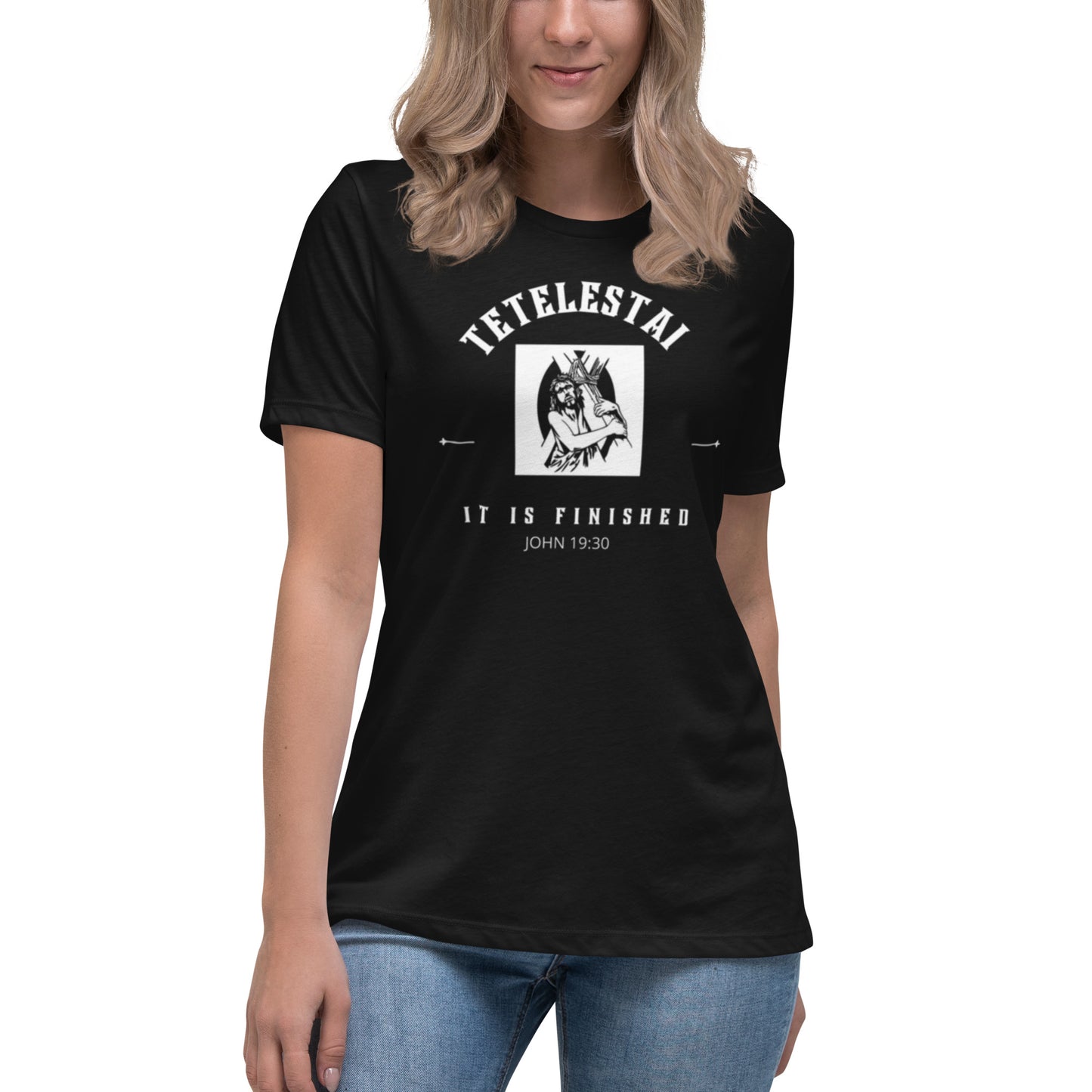 Women's Tetelestai Relaxed T-Shirt by Holy Shirtz